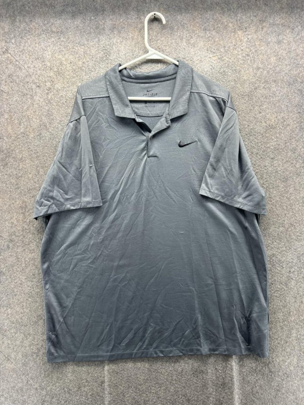Nike Polo Shirt Men 2XL Gray Dri Fit Standard Golf Golfer Geometric Polyester